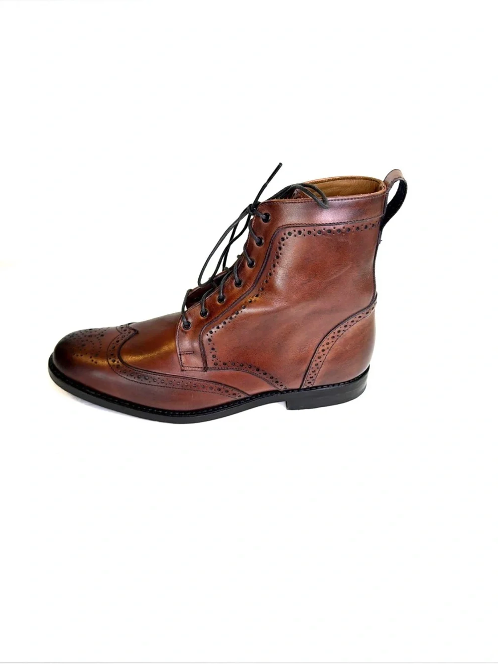 Allen Edmonds Port Washington Burgundy Leather Brogue Wingtip Ankle Boots Sz 10D